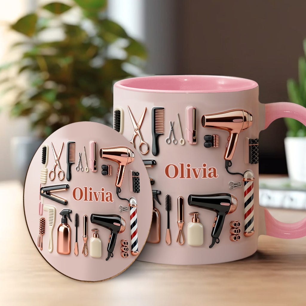 Proud Hair Stylist - Personalized Hairdresser Accent Mug & Coaster