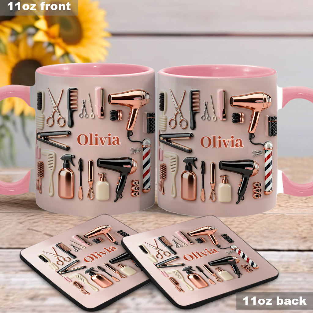 Proud Hair Stylist - Personalized Hairdresser Accent Mug & Coaster