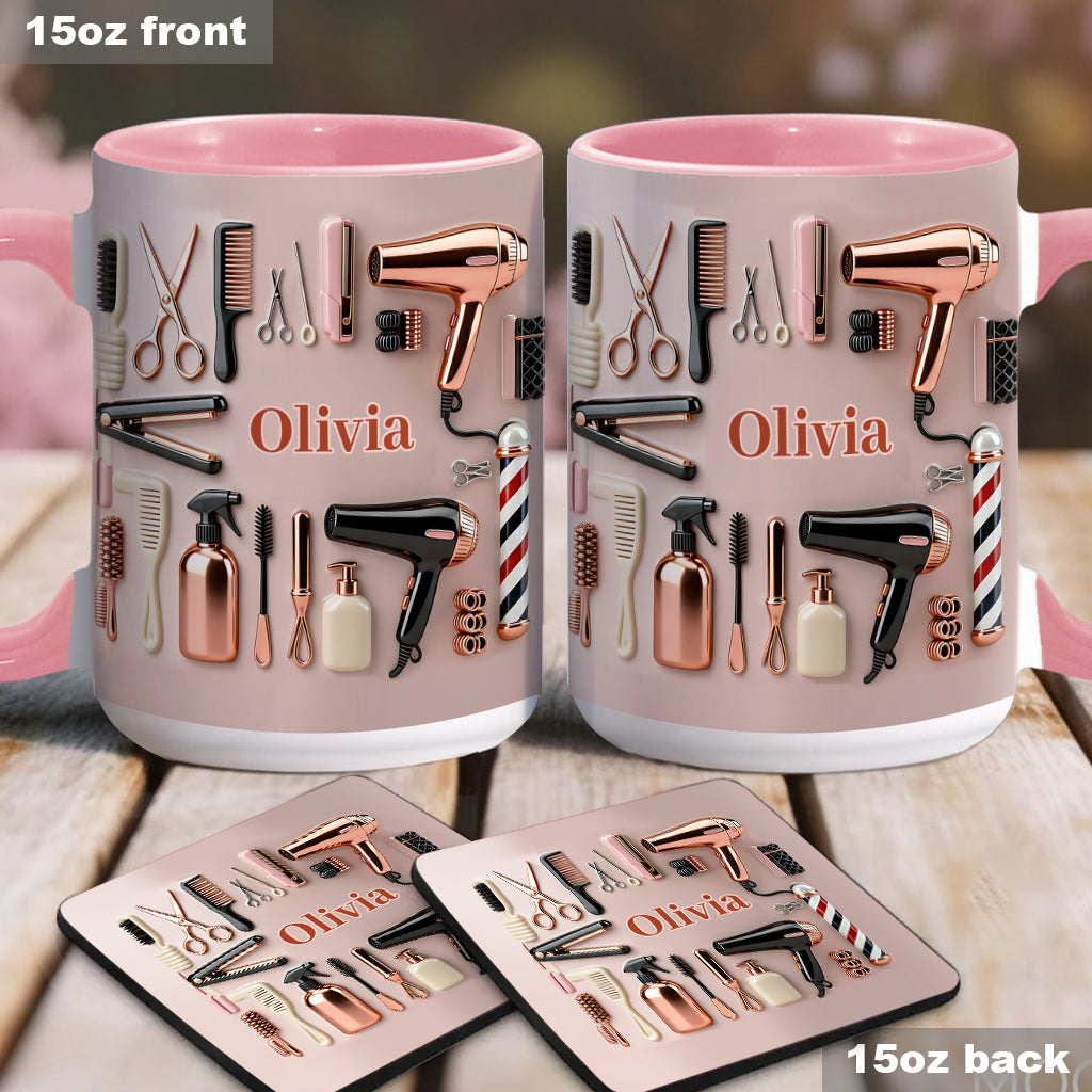 Proud Hair Stylist - Personalized Hairdresser Accent Mug & Coaster