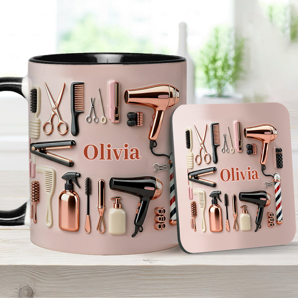 Proud Hair Stylist - Personalized Hairdresser Accent Mug & Coaster