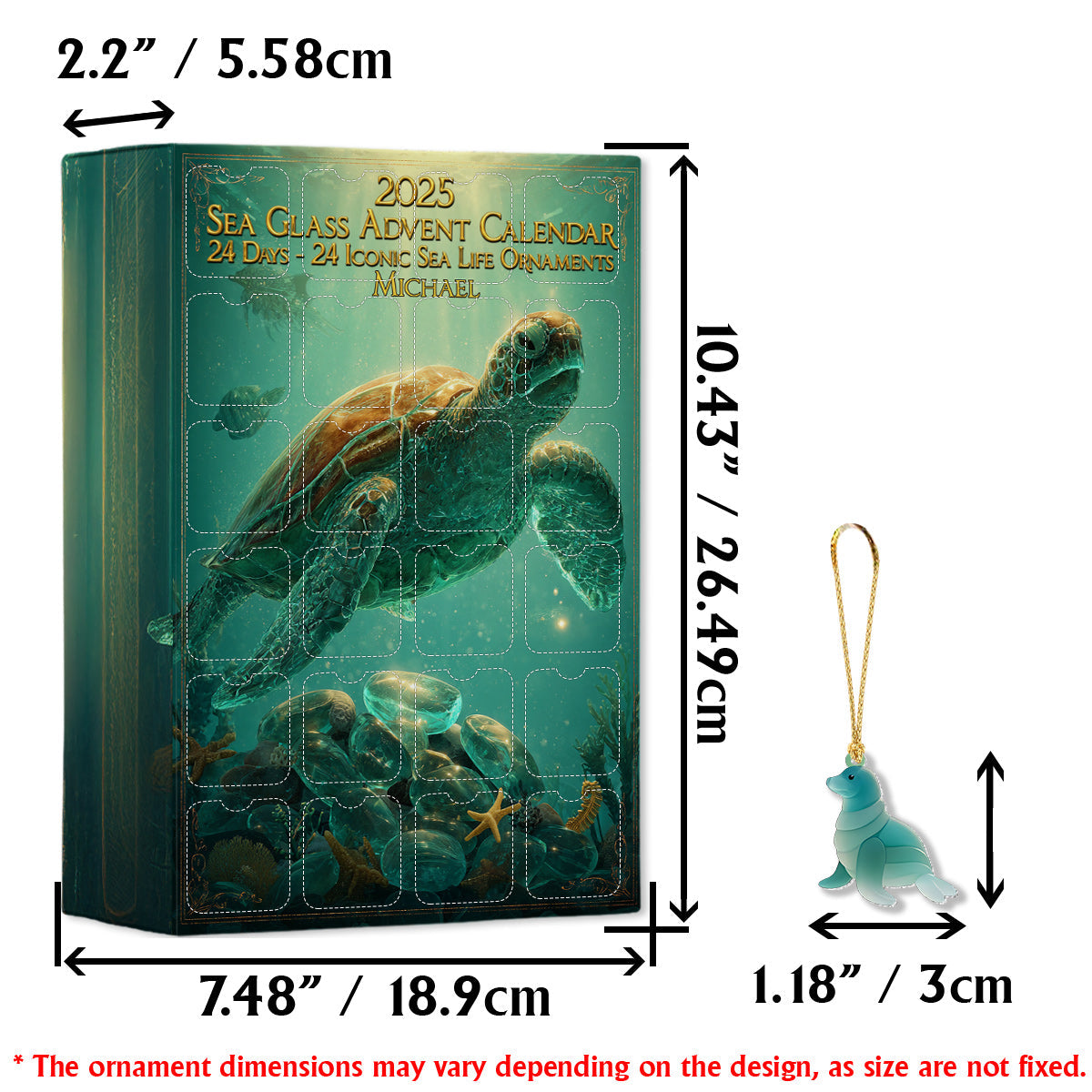 Beach Lovers - Personalized Sea Lover Advent Calendar With Ornaments