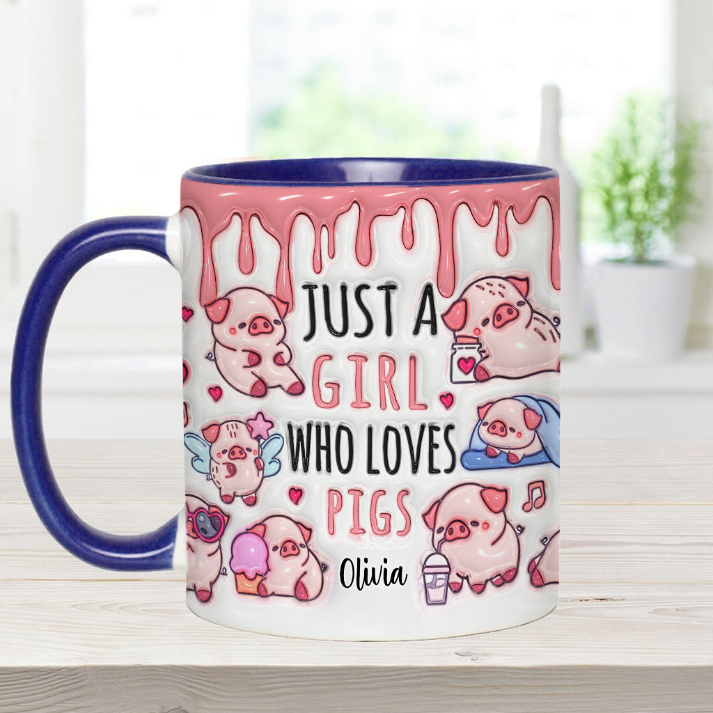 Einfach ein Mädchen, das Schweine liebt – Personalisierte Tasse für Schweineliebhaber
