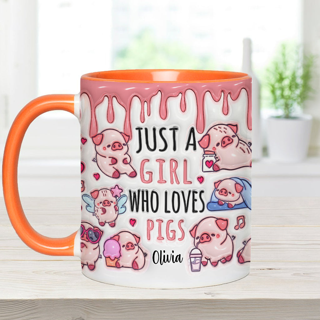 Einfach ein Mädchen, das Schweine liebt – Personalisierte Tasse für Schweineliebhaber