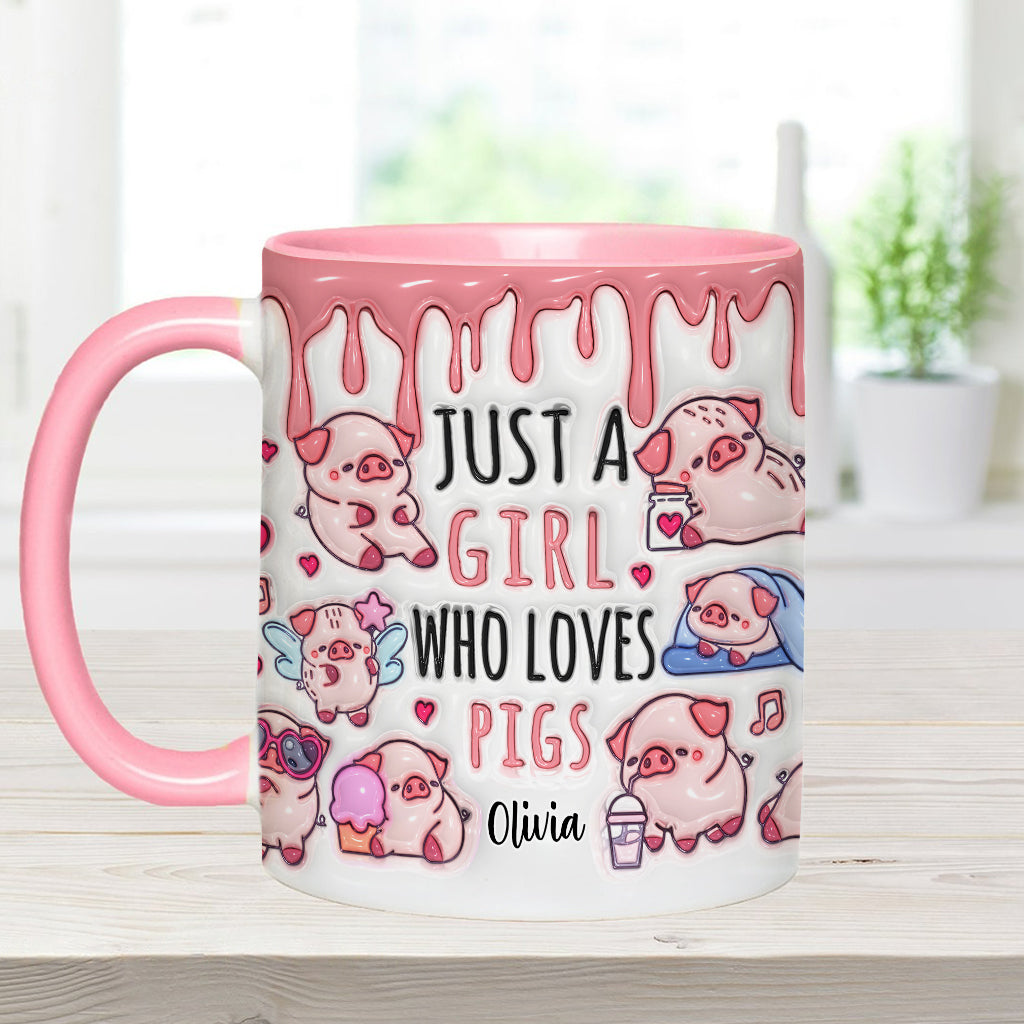 Einfach ein Mädchen, das Schweine liebt – Personalisierte Tasse für Schweineliebhaber