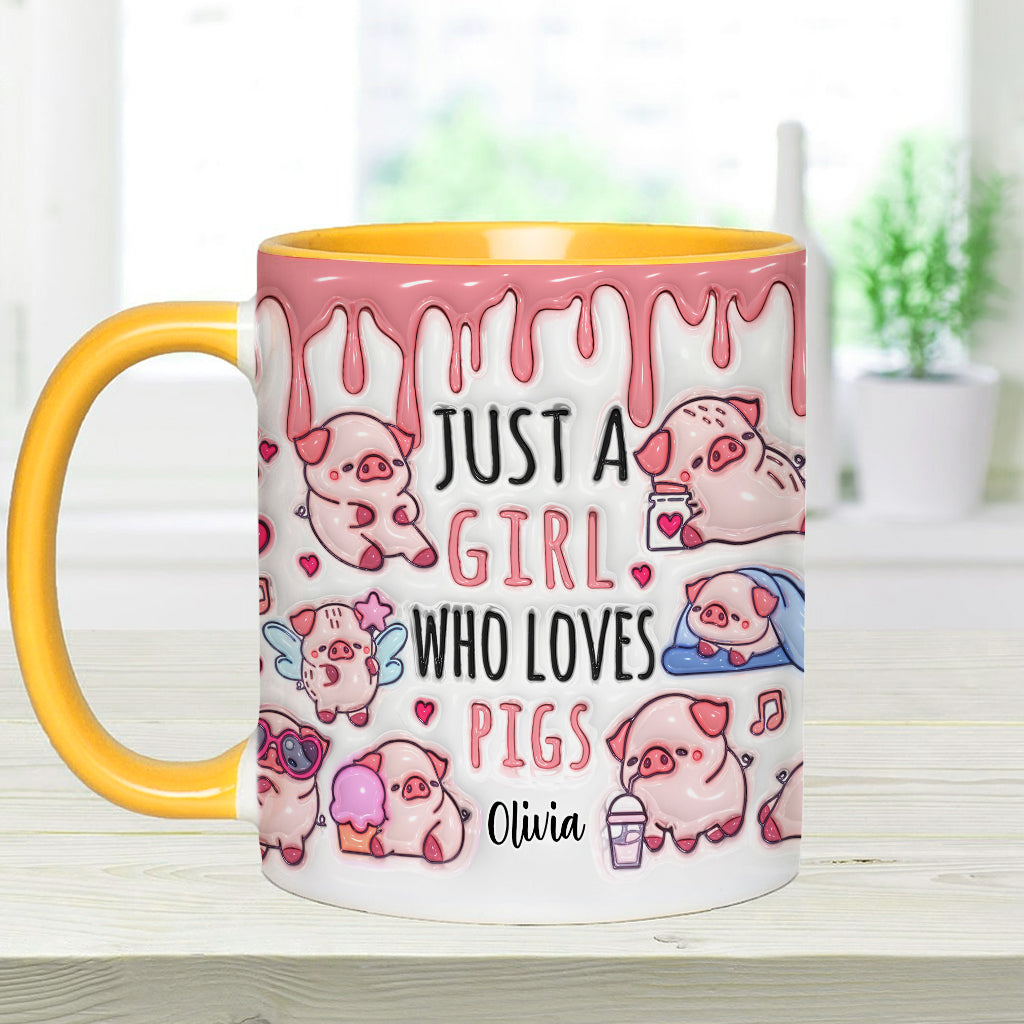 Einfach ein Mädchen, das Schweine liebt – Personalisierte Tasse für Schweineliebhaber