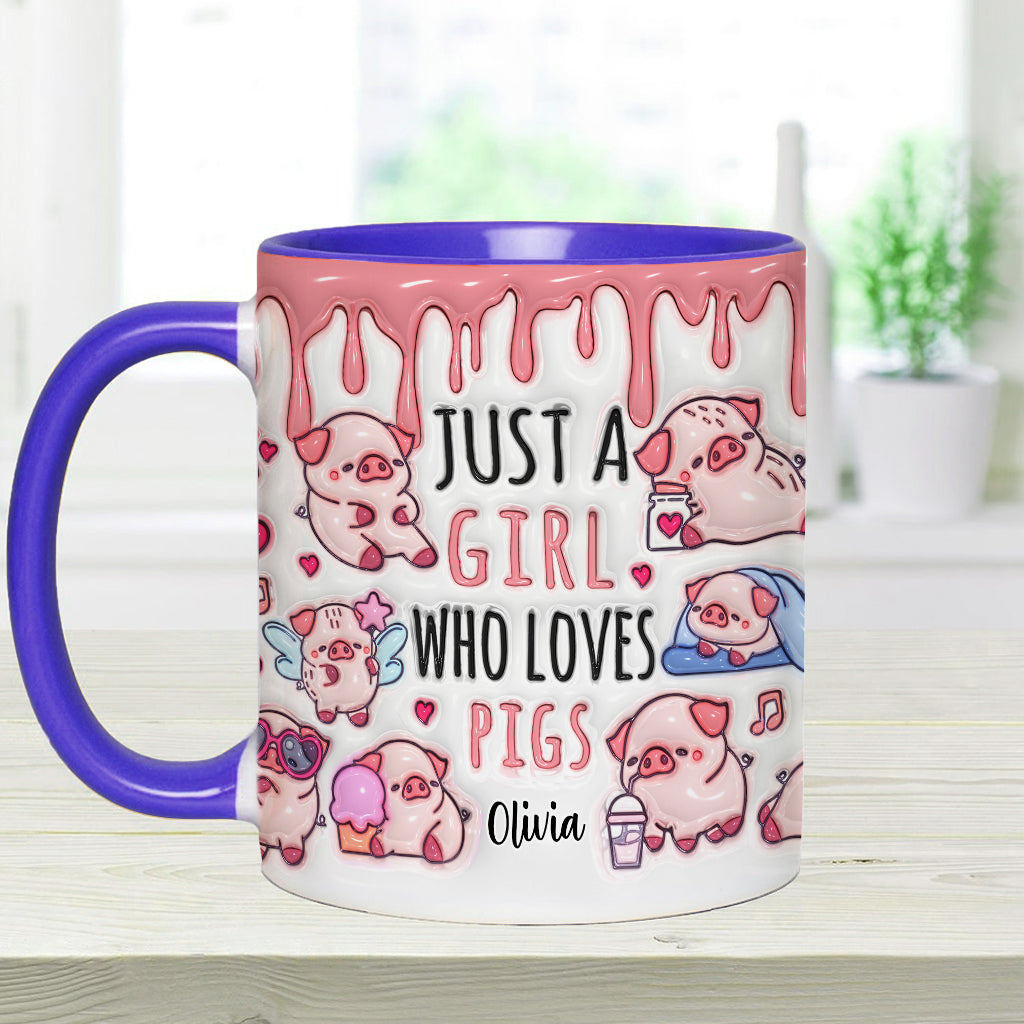 Einfach ein Mädchen, das Schweine liebt – Personalisierte Tasse für Schweineliebhaber