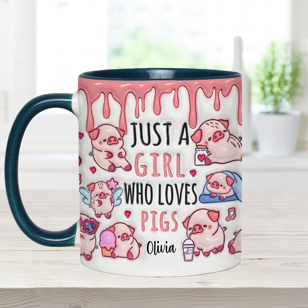 Einfach ein Mädchen, das Schweine liebt – Personalisierte Tasse für Schweineliebhaber