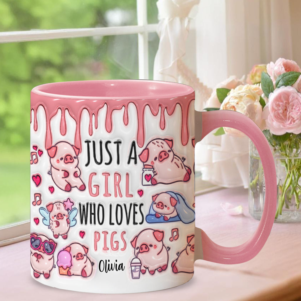 Einfach ein Mädchen, das Schweine liebt – Personalisierte Tasse für Schweineliebhaber