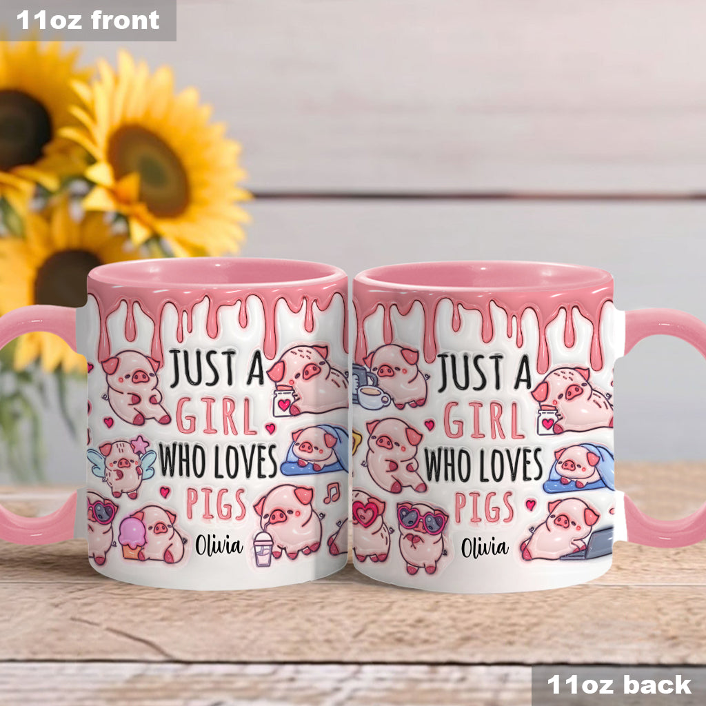 Einfach ein Mädchen, das Schweine liebt – Personalisierte Tasse für Schweineliebhaber