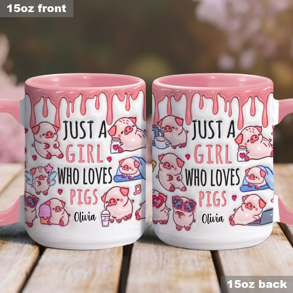 Einfach ein Mädchen, das Schweine liebt – Personalisierte Tasse für Schweineliebhaber