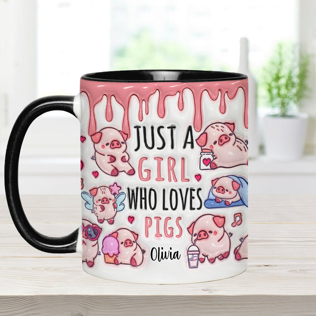 Einfach ein Mädchen, das Schweine liebt – Personalisierte Tasse für Schweineliebhaber
