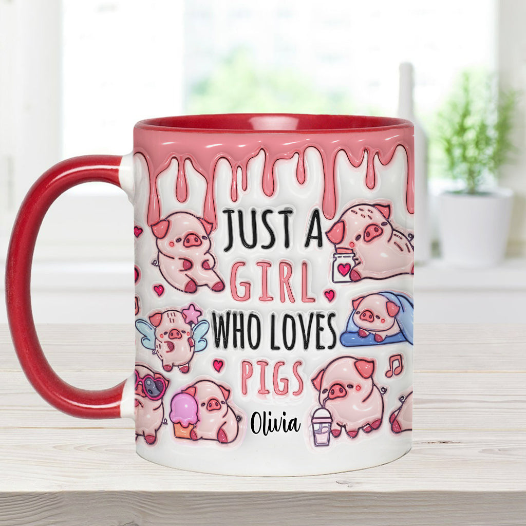 Einfach ein Mädchen, das Schweine liebt – Personalisierte Tasse für Schweineliebhaber