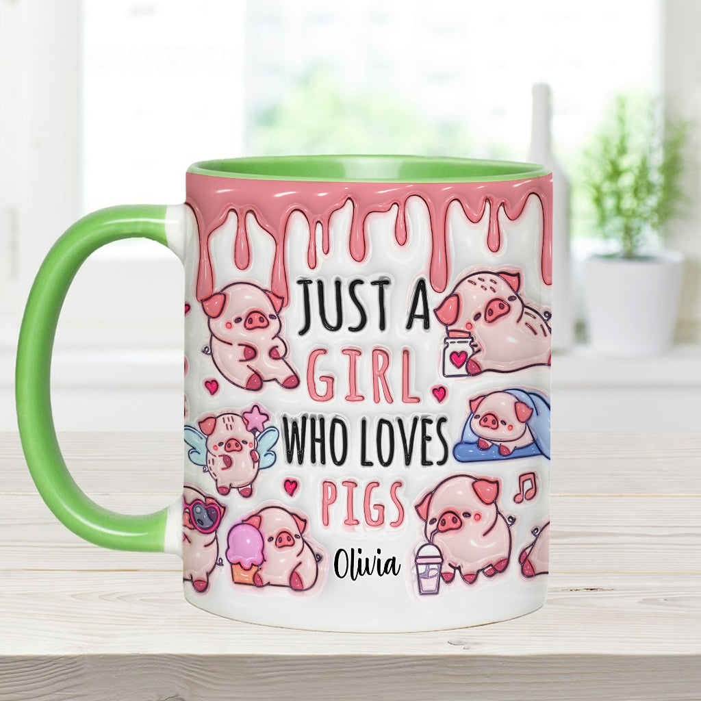 Einfach ein Mädchen, das Schweine liebt – Personalisierte Tasse für Schweineliebhaber