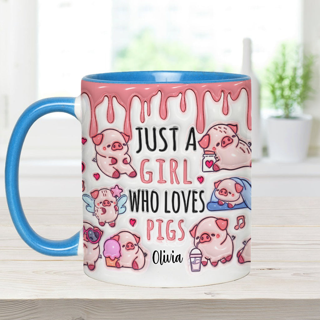 Einfach ein Mädchen, das Schweine liebt – Personalisierte Tasse für Schweineliebhaber