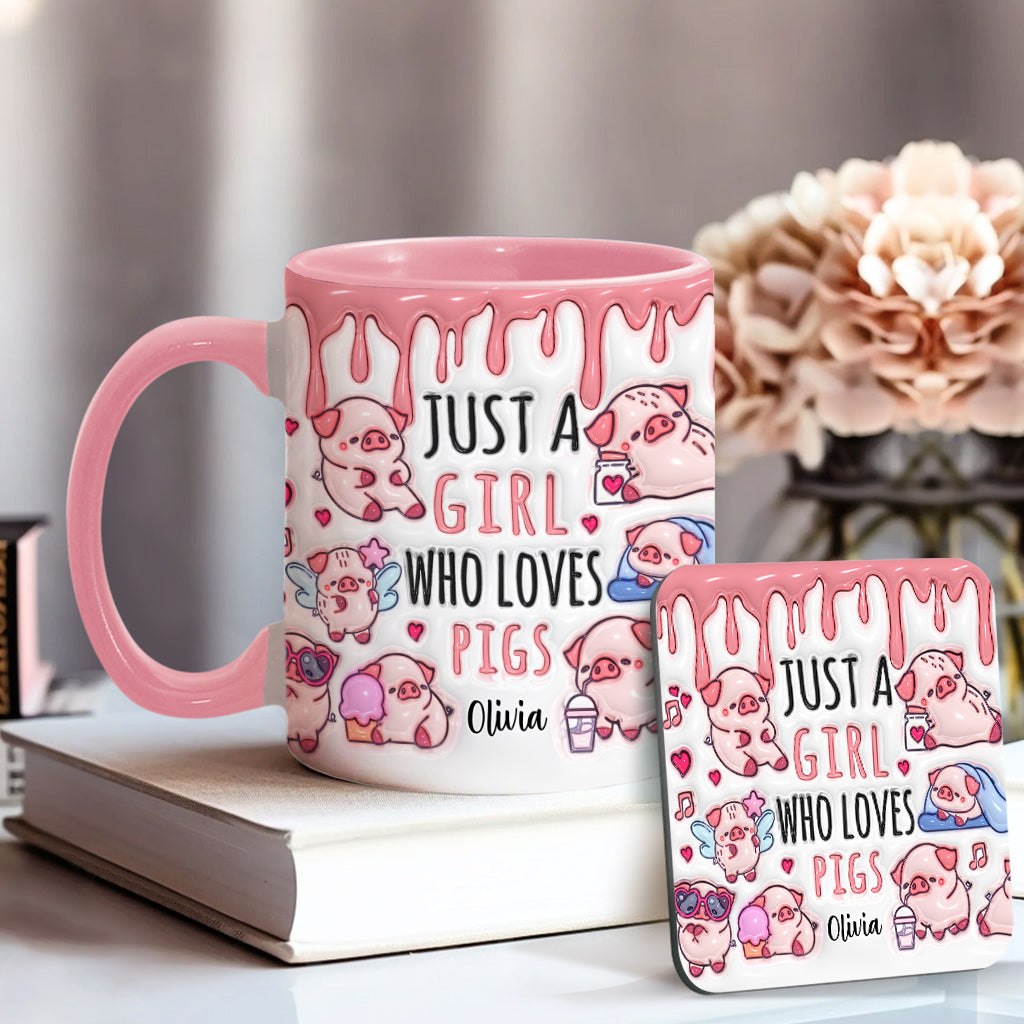 Einfach ein Mädchen, das Schweine liebt – Personalisierte Tasse für Schweineliebhaber