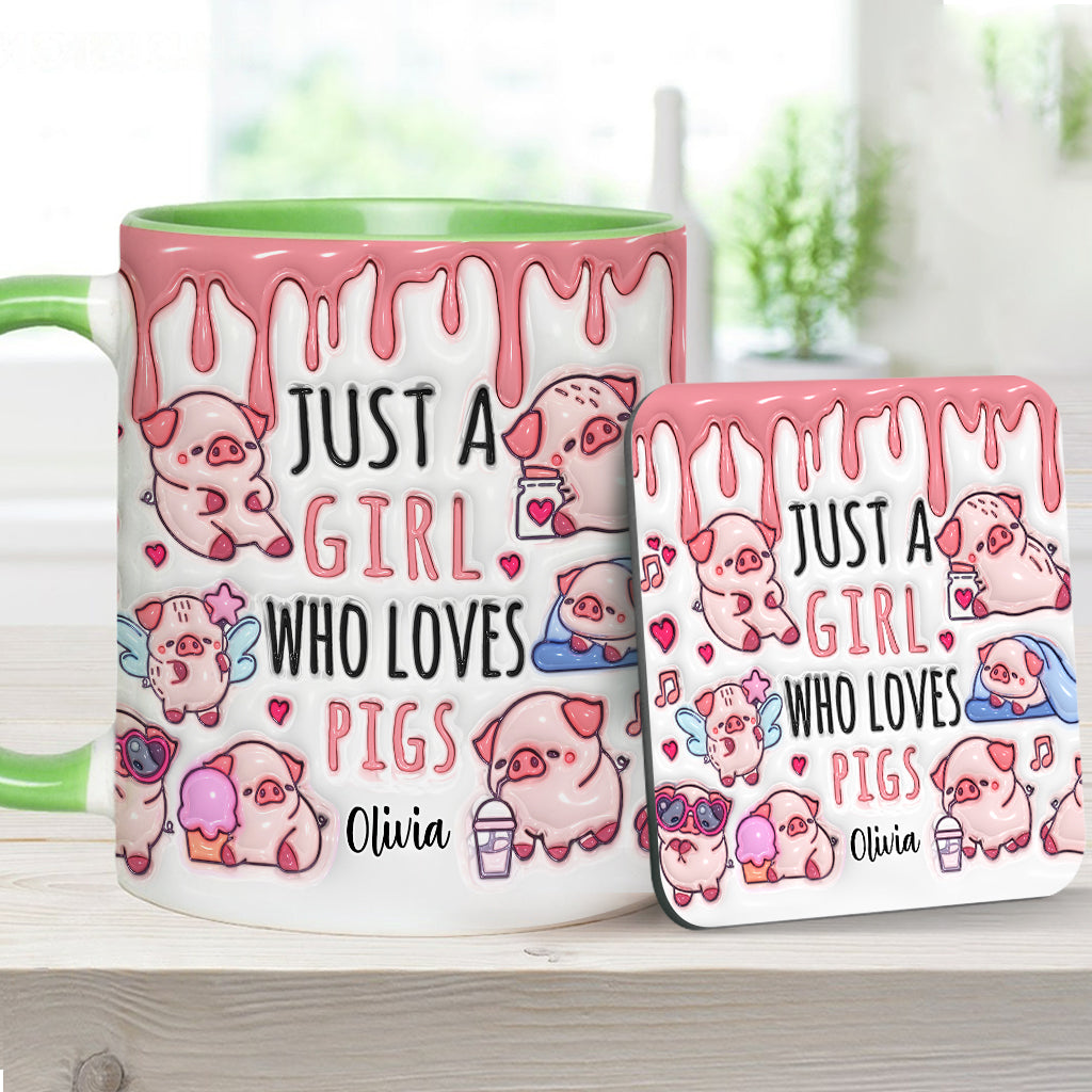 Einfach ein Mädchen, das Schweine liebt – Personalisierte Tasse für Schweineliebhaber