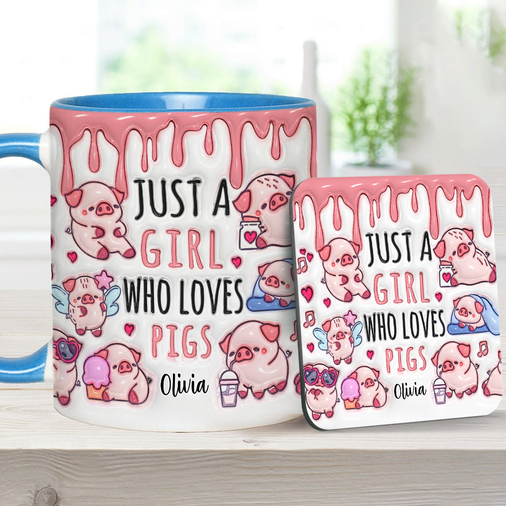 Einfach ein Mädchen, das Schweine liebt – Personalisierte Tasse für Schweineliebhaber