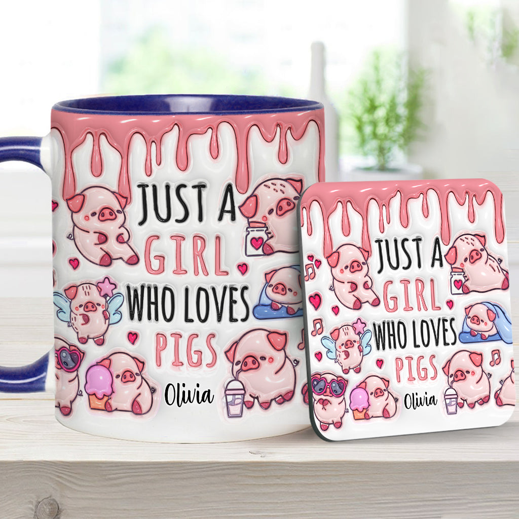 Einfach ein Mädchen, das Schweine liebt – Personalisierte Tasse für Schweineliebhaber