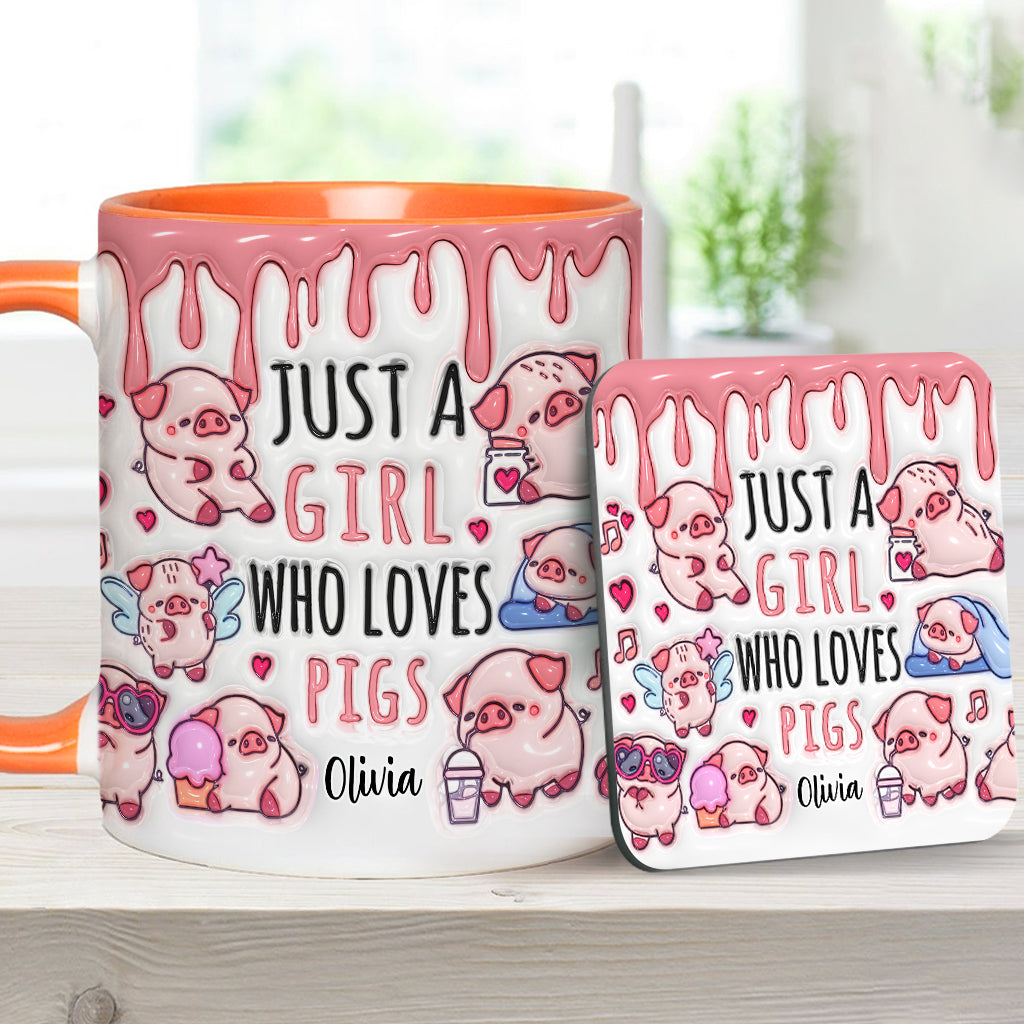 Einfach ein Mädchen, das Schweine liebt – Personalisierte Tasse für Schweineliebhaber