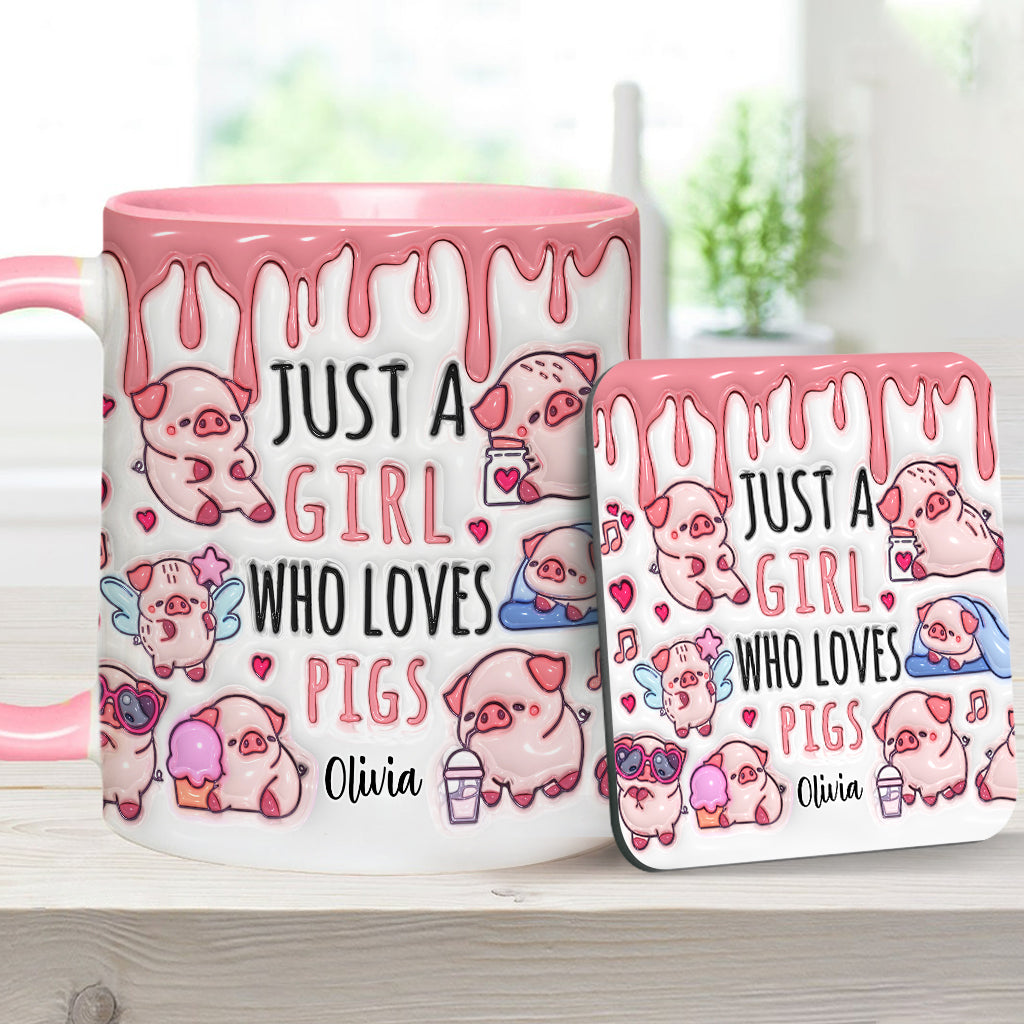 Einfach ein Mädchen, das Schweine liebt – Personalisierte Tasse für Schweineliebhaber