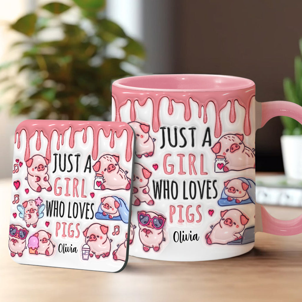 Einfach ein Mädchen, das Schweine liebt – Personalisierte Tasse für Schweineliebhaber