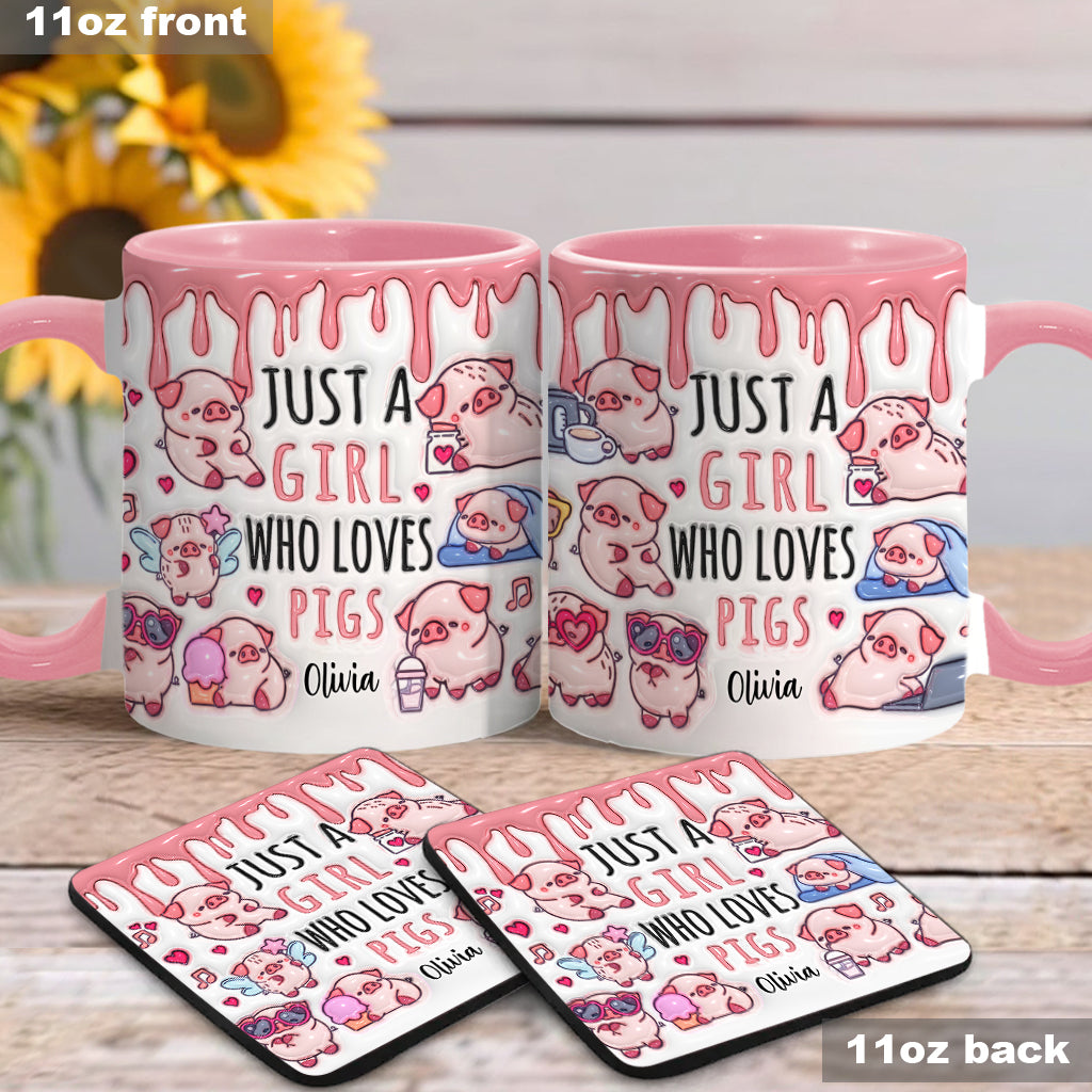 Einfach ein Mädchen, das Schweine liebt – Personalisierte Tasse für Schweineliebhaber