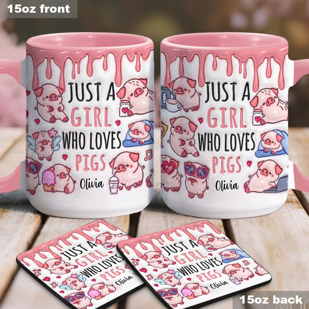 Einfach ein Mädchen, das Schweine liebt – Personalisierte Tasse für Schweineliebhaber