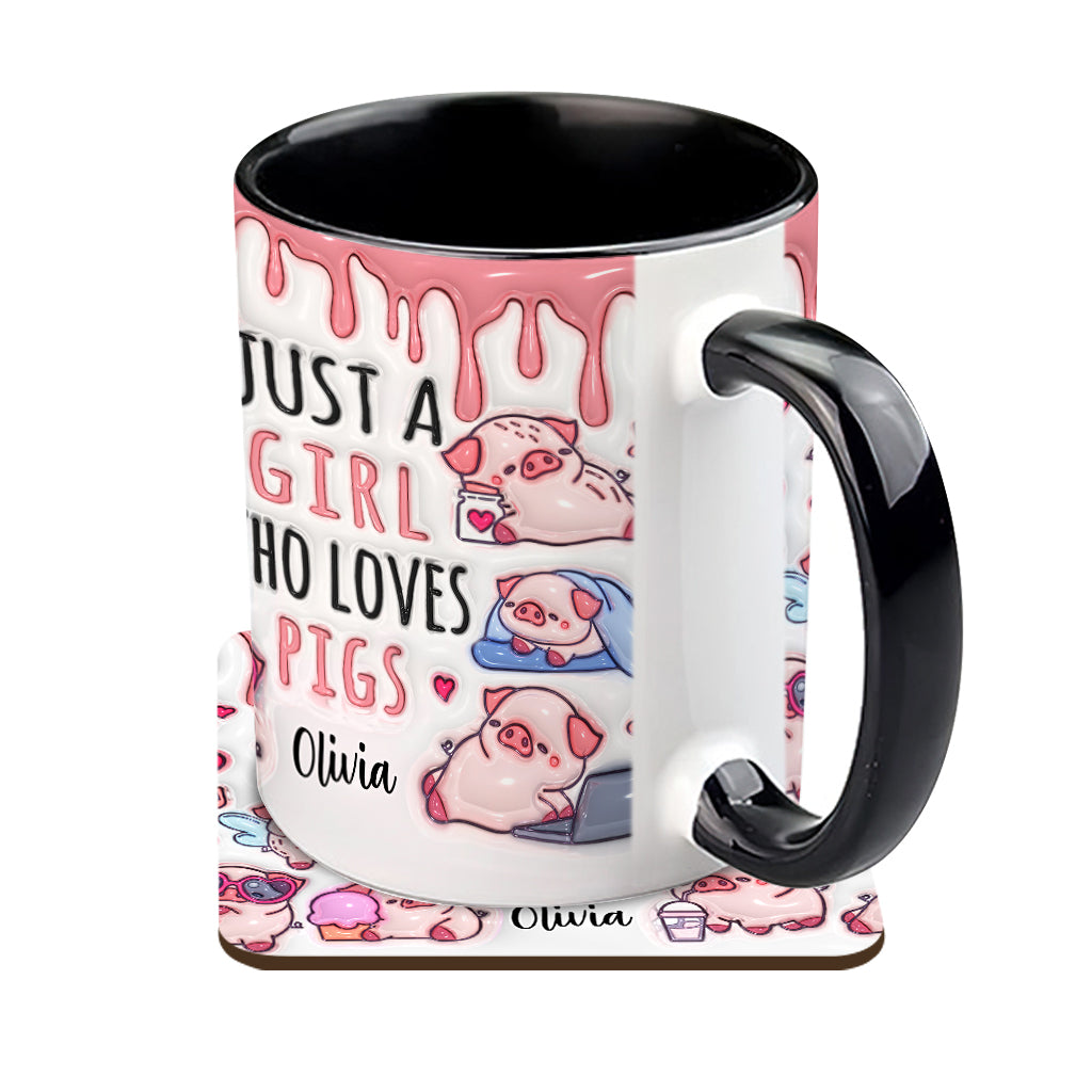 Einfach ein Mädchen, das Schweine liebt – Personalisierte Tasse für Schweineliebhaber