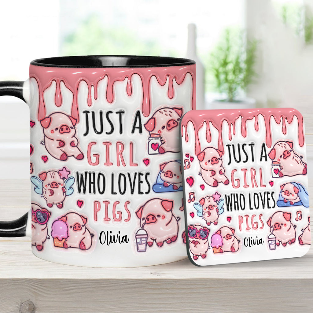 Einfach ein Mädchen, das Schweine liebt – Personalisierte Tasse für Schweineliebhaber