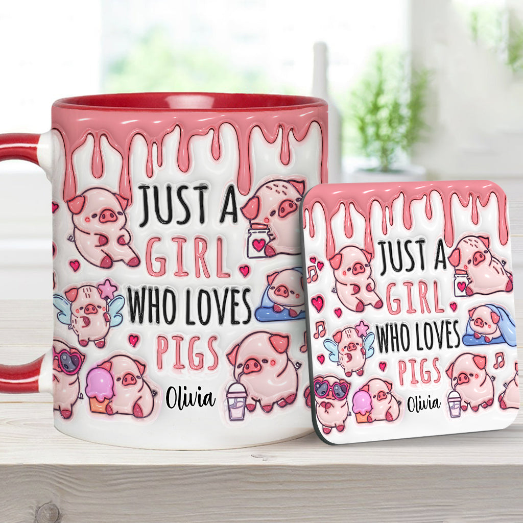 Einfach ein Mädchen, das Schweine liebt – Personalisierte Tasse für Schweineliebhaber