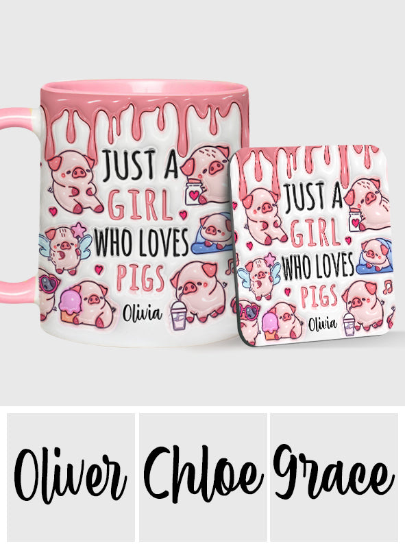 Einfach ein Mädchen, das Schweine liebt – Personalisierte Tasse für Schweineliebhaber