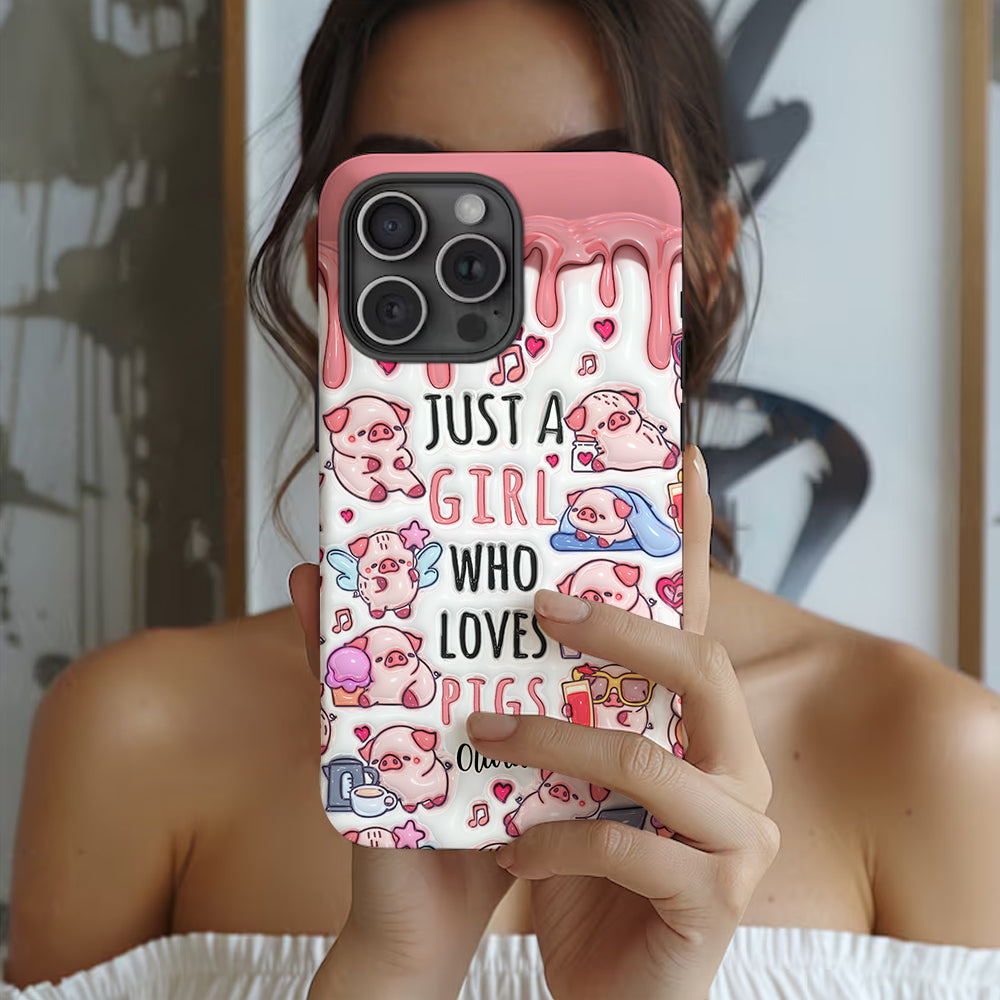 Juste une fille qui aime les cochons - Coque de téléphone personnalisée avec impression intégrale pour les amoureux des cochons