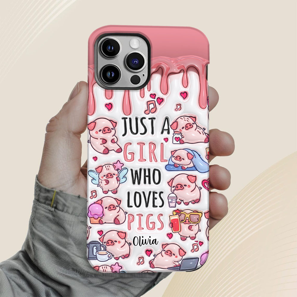Juste une fille qui aime les cochons - Coque de téléphone personnalisée avec impression intégrale pour les amoureux des cochons