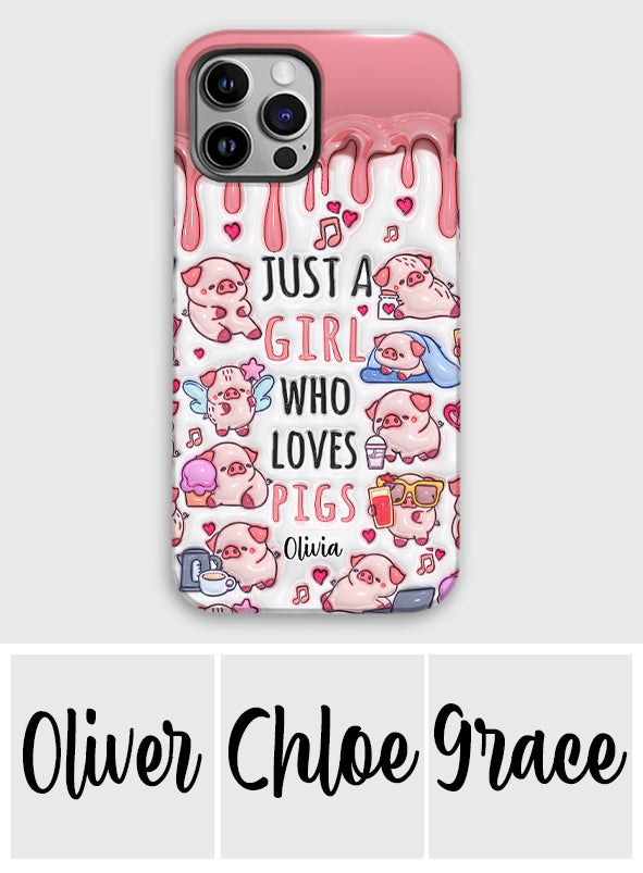 Juste une fille qui aime les cochons - Coque de téléphone personnalisée avec impression intégrale pour les amoureux des cochons