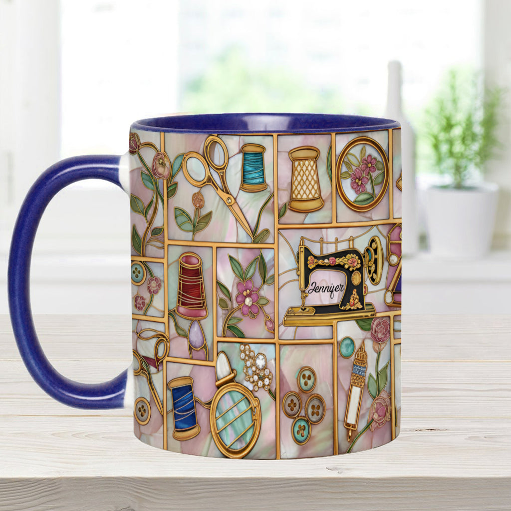 Just A Girl Who Loves Sewing - Personalized Sewing Accent Mug