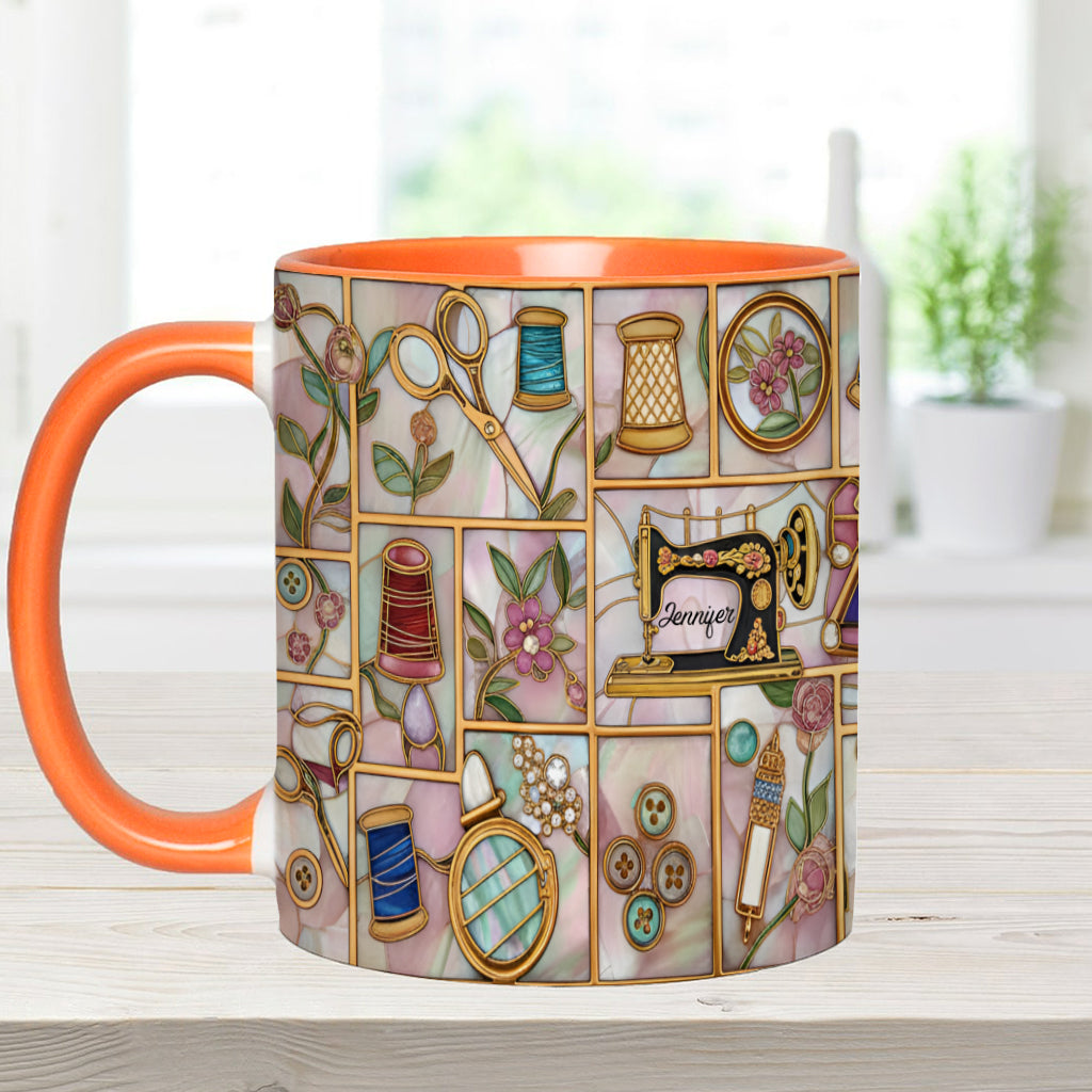 Just A Girl Who Loves Sewing - Personalized Sewing Accent Mug