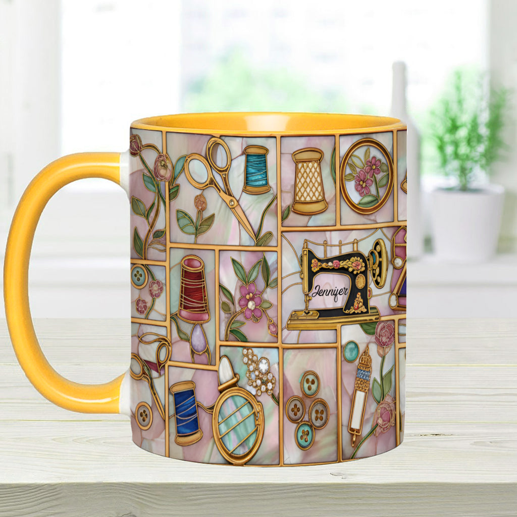 Just A Girl Who Loves Sewing - Personalized Sewing Accent Mug