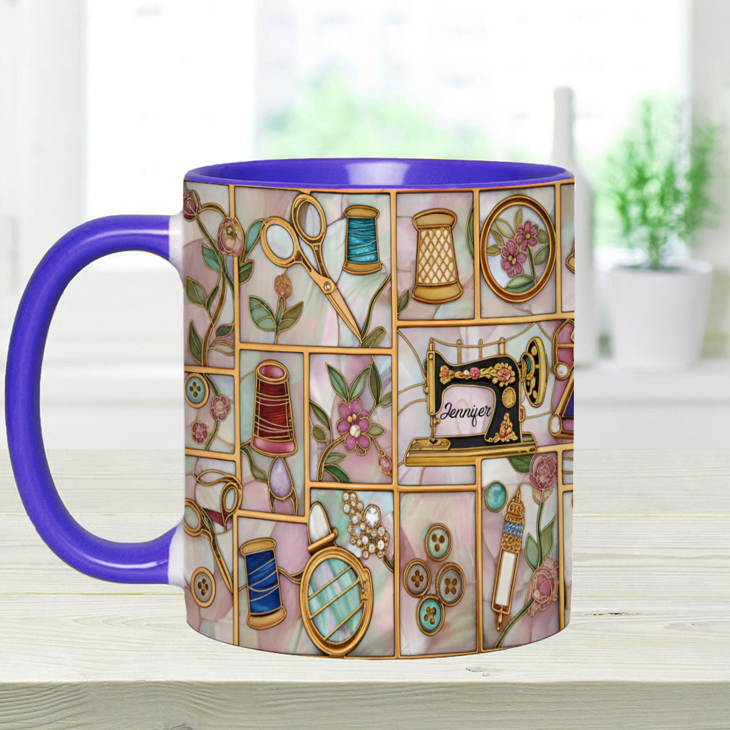 Just A Girl Who Loves Sewing - Personalized Sewing Accent Mug