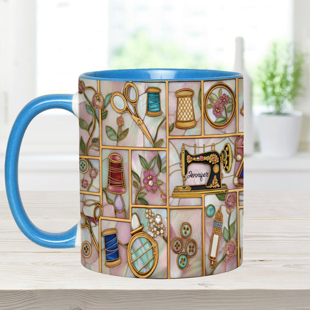 Just A Girl Who Loves Sewing - Personalized Sewing Accent Mug