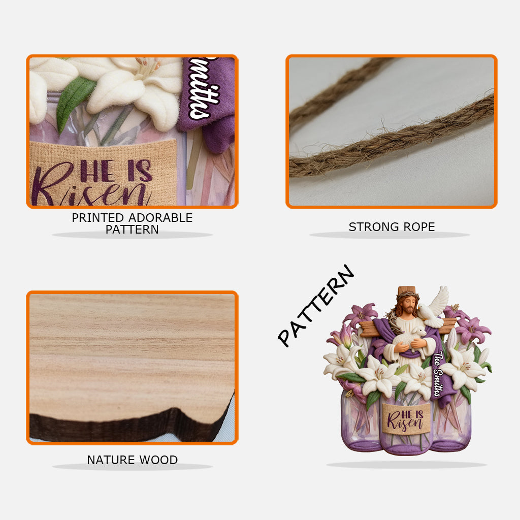 Er ist auferstanden – Personalisiertes christliches Holzschild in individueller Form