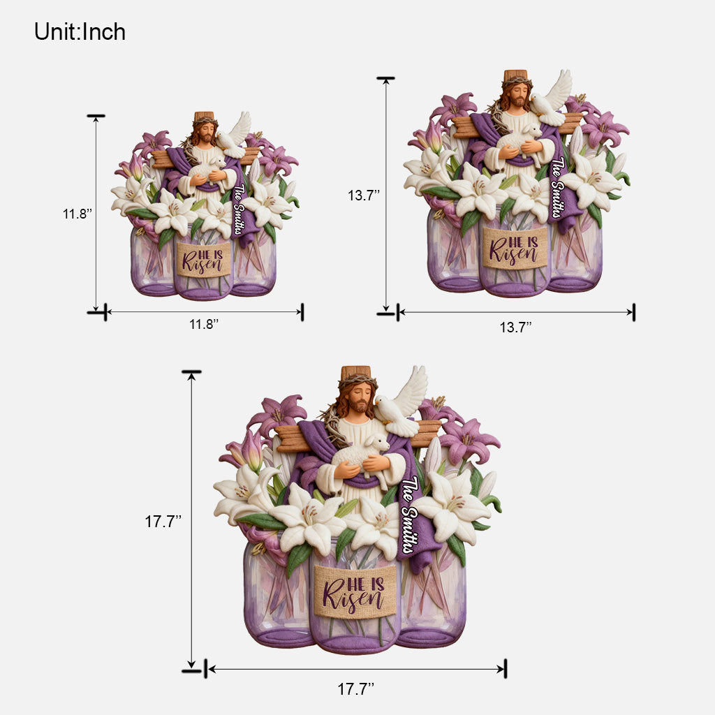Er ist auferstanden – Personalisiertes christliches Holzschild in individueller Form