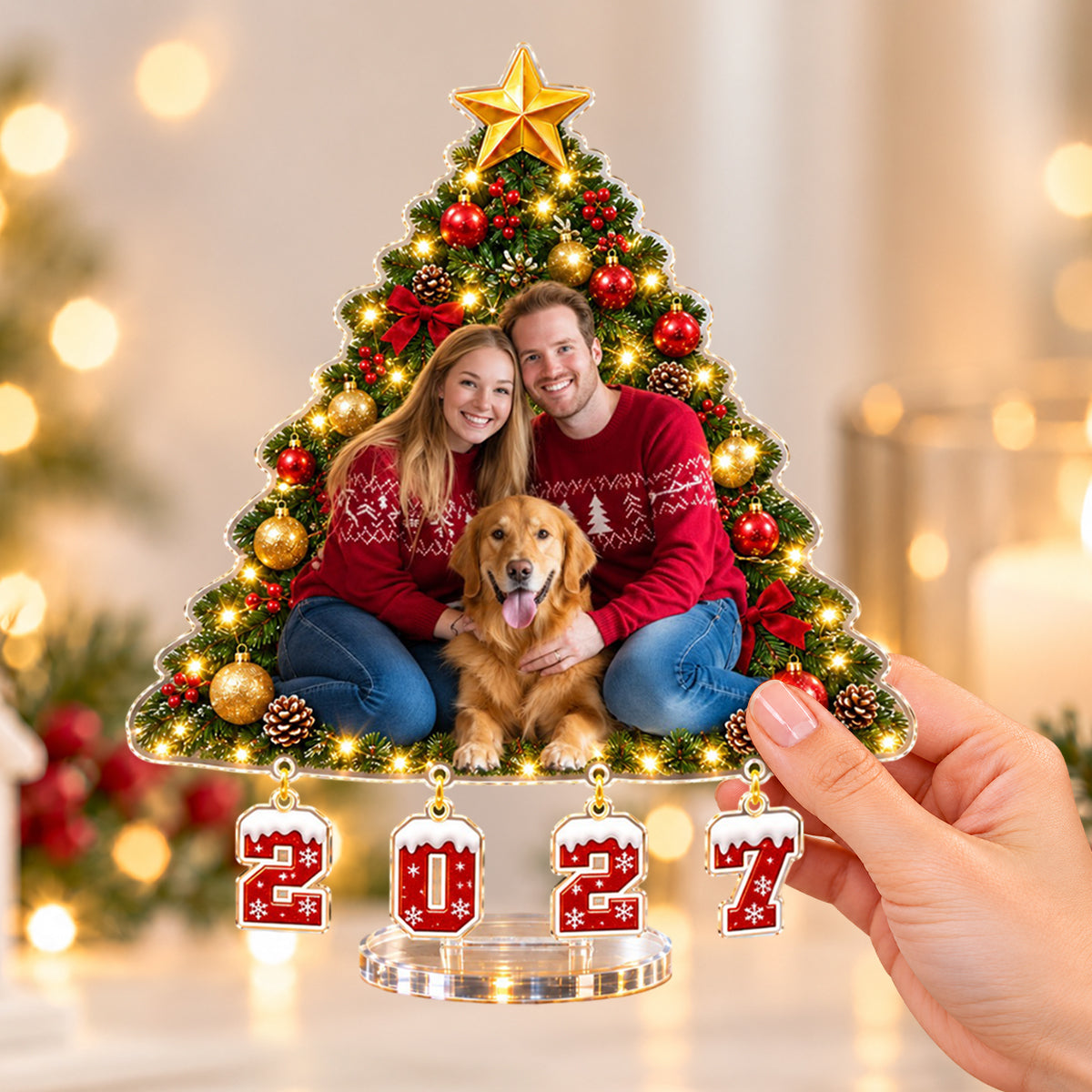 Family Forever Christmas Gift For Family Members - Personalized Family Light Up Standee With Charms