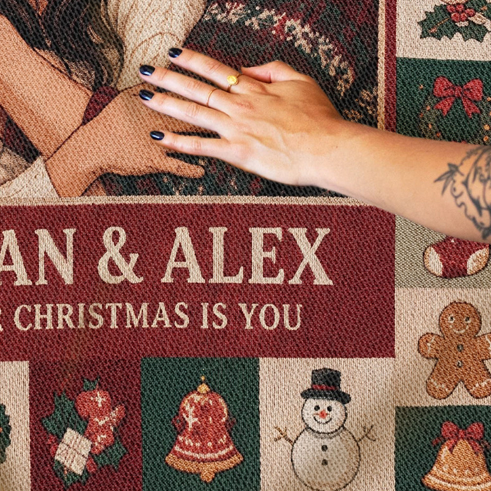 Christmas With You - Personalized Couple Woven Blanket