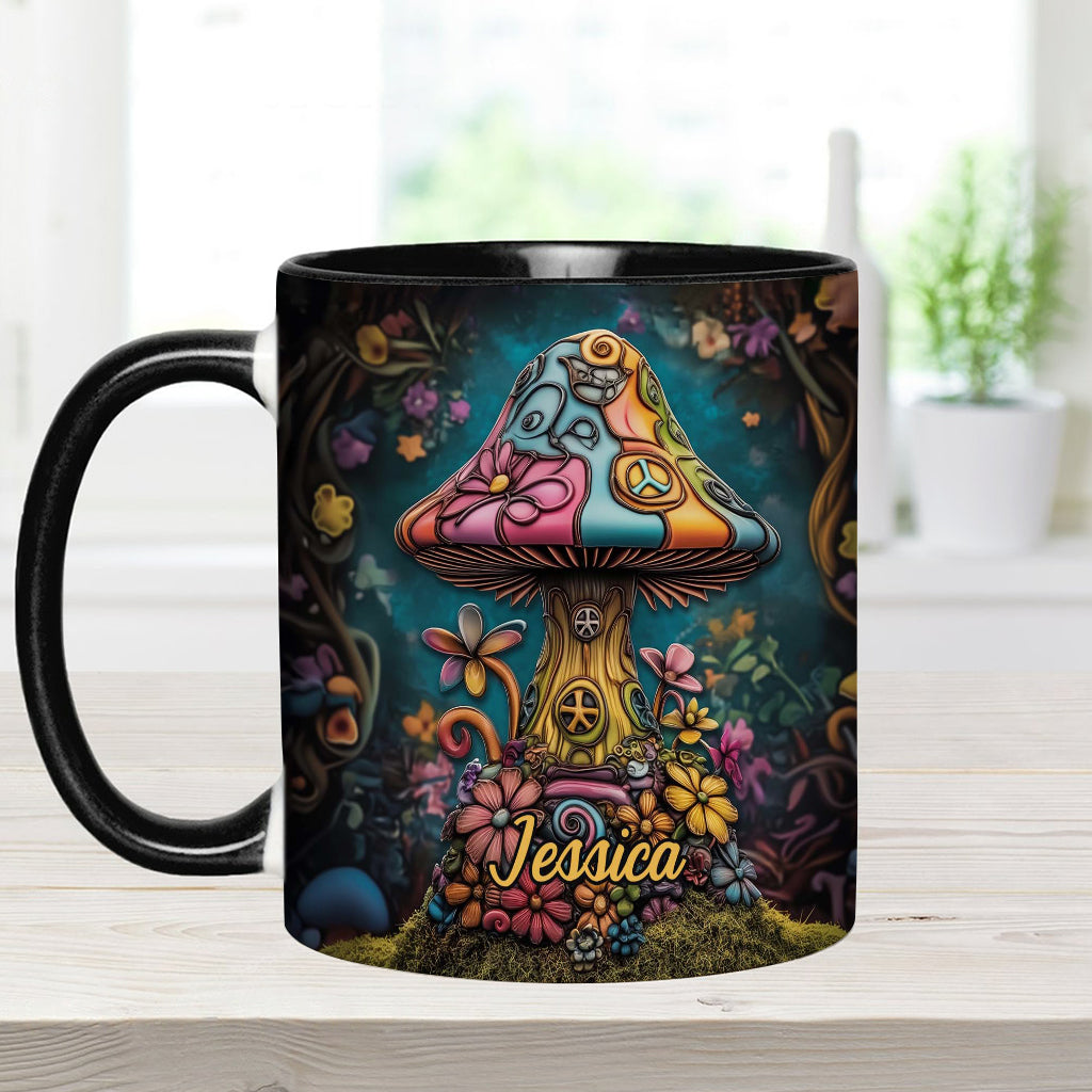 Hippie Soul Peace Mushroom - Personalized Hippie Accent Mug