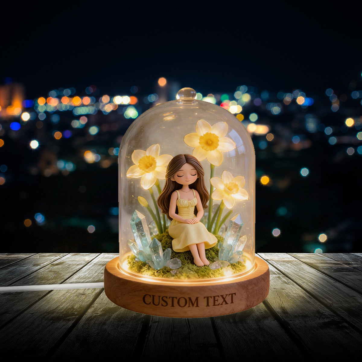 Custom Any Birthmonth Flower & Birthstone From Any Photo - Personalized Birth Month Flower Acrylic LED Night Light