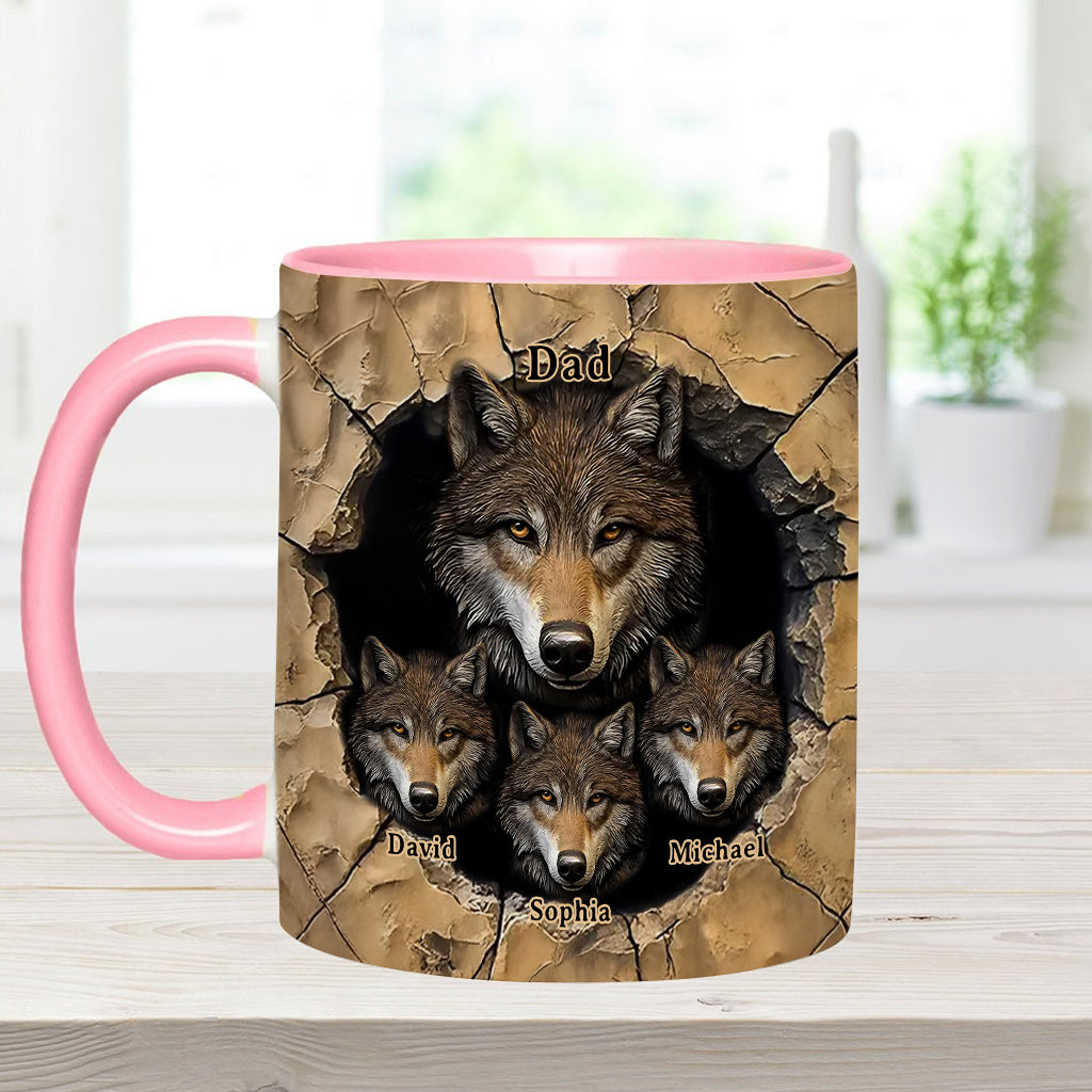 Papa's Wolf Pack - Personalized Wolf Accent Mug