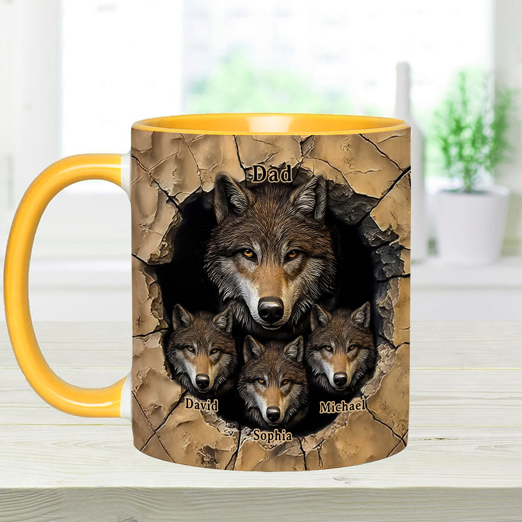 Papa's Wolf Pack - Personalized Wolf Accent Mug