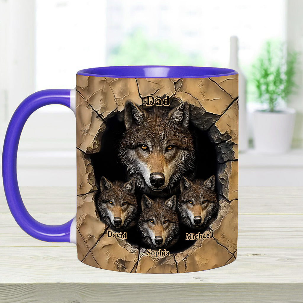 Papa's Wolf Pack - Personalized Wolf Accent Mug