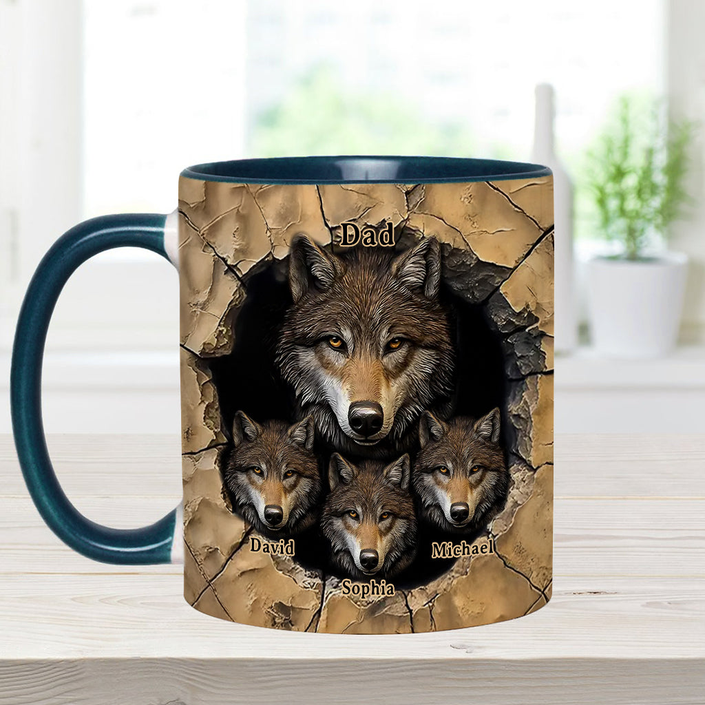 Papa's Wolf Pack - Personalized Wolf Accent Mug