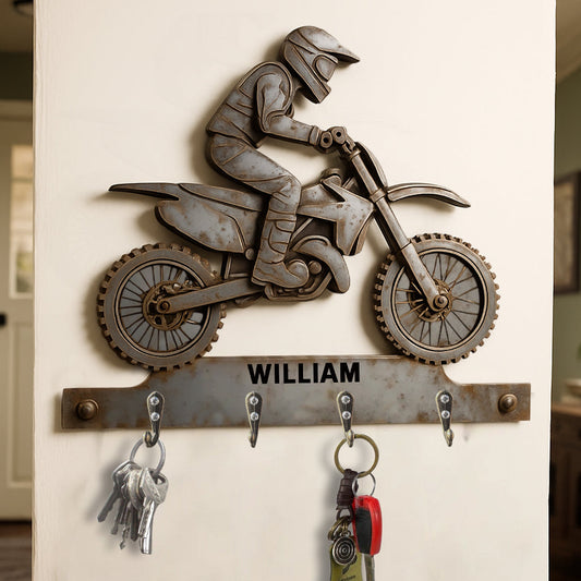 Dirt Bike/ Motocross Key Hanger - Personalized Dirt Bike Custom Shaped Key Rack